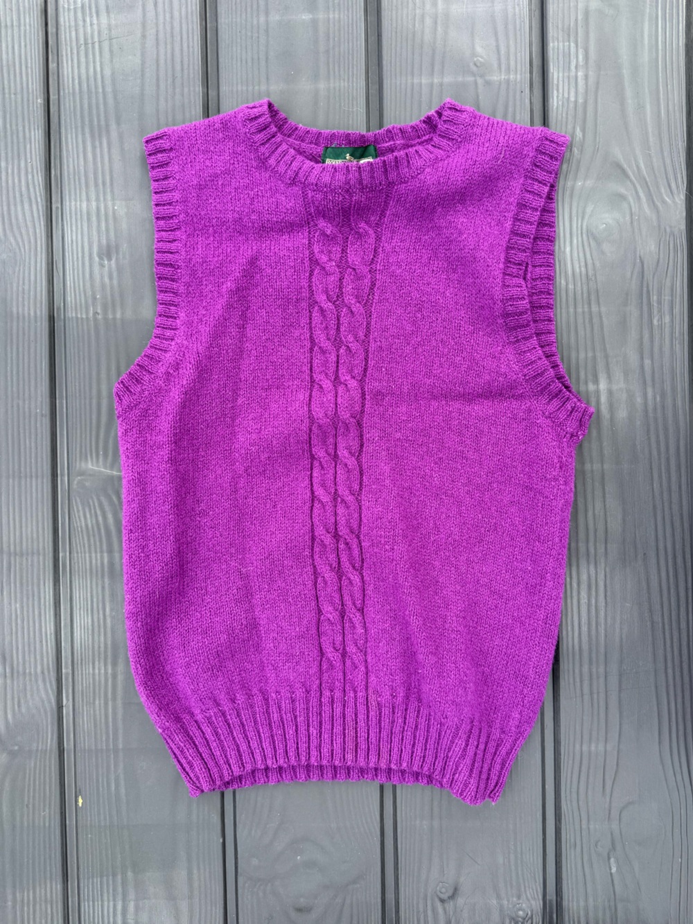 Purple Cable-Knit Sleeveless Sweater Vest